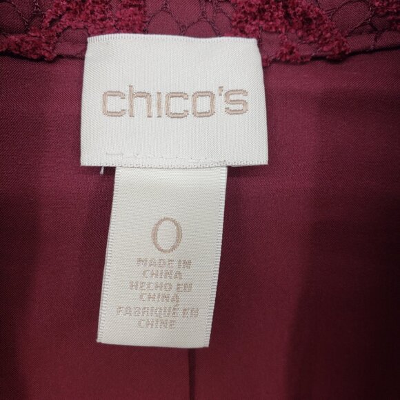 Chico's Lace Front Faux Suede Blazer Jacket 0 S 4 Women's Cranberry Red - Picture 4 of 9